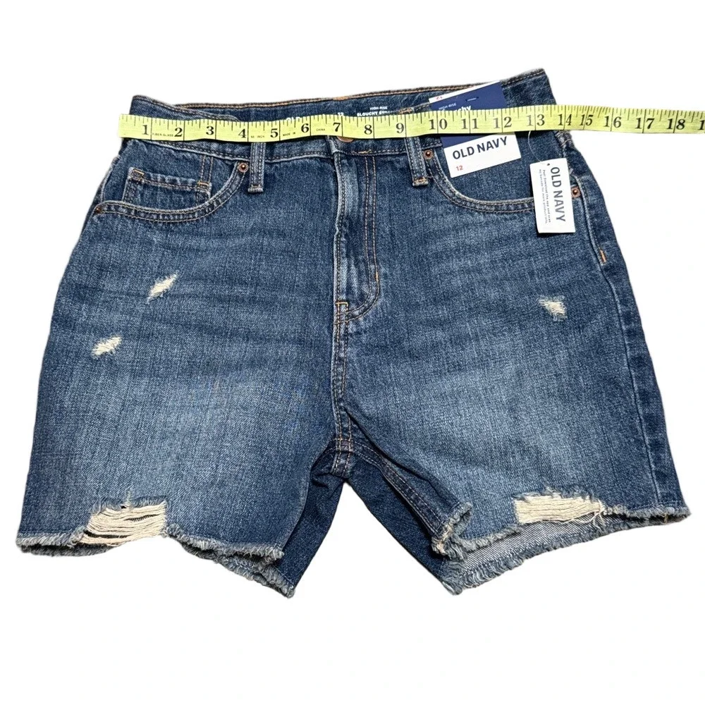 Old Navy High-Rise Slouchy Straight Distressed Denim Shorts Girl Size 12